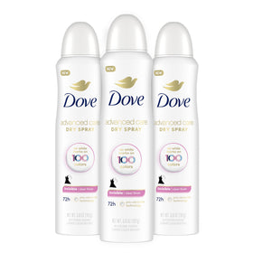Dove spray front packaging showing clear finish and 72-hour protection benefit