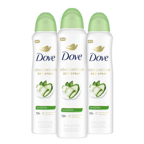 Dove Advanced Care front packaging showing 3-pack and Cool Essentials benefits