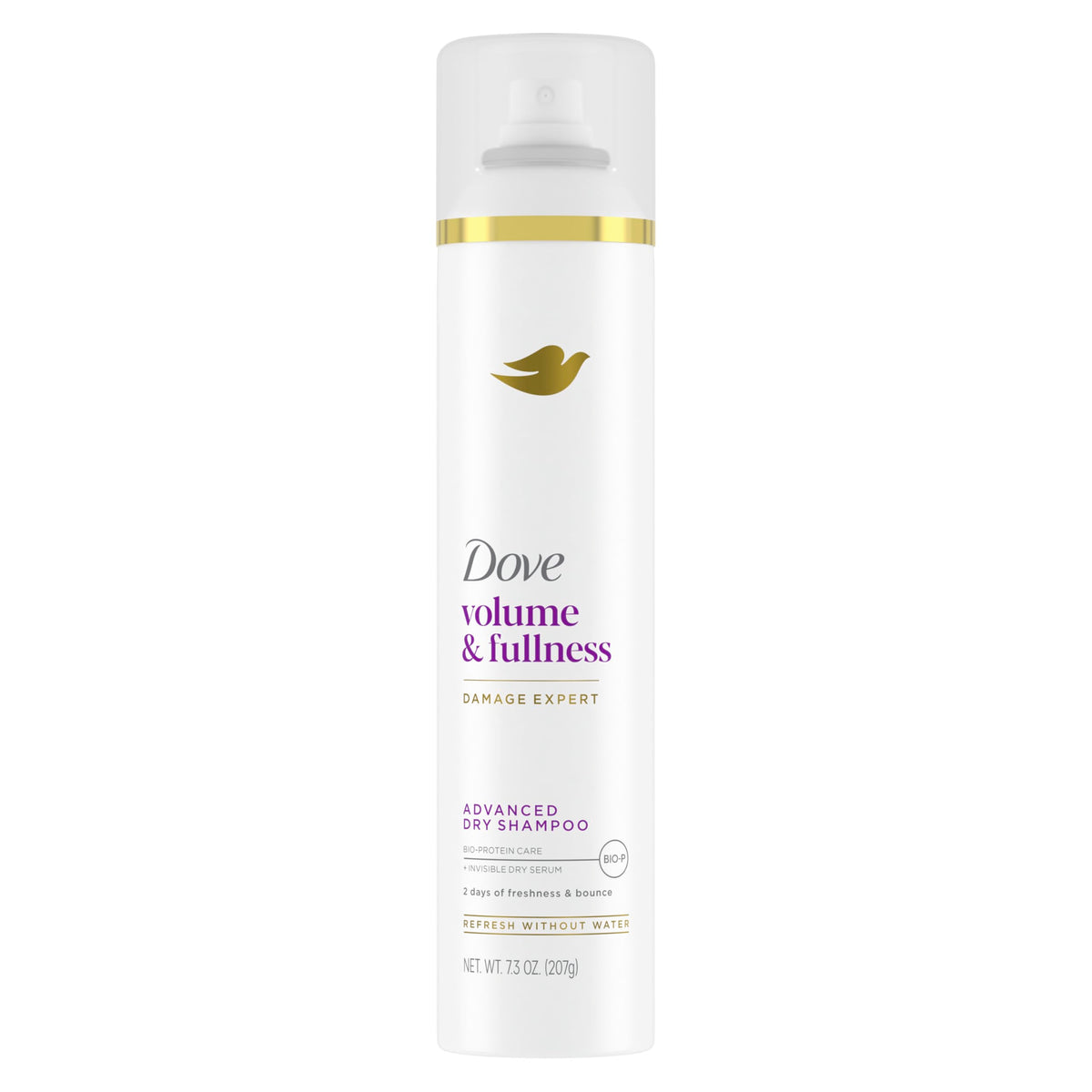 Dove can front view showing label and volume benefit