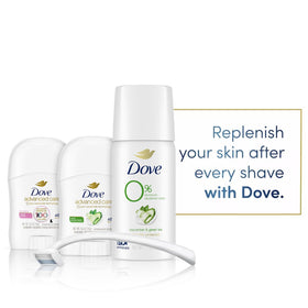 Dove aluminum-free spray bottle detail highlighting 1.1 oz TSA-friendly convenience
