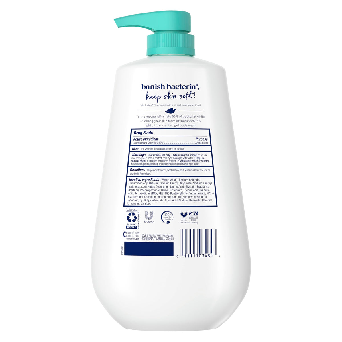 Dove pump dispenser being pressed for easy, controlled dispensing benefit