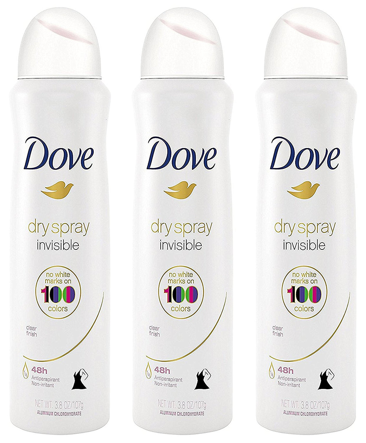 Dove front packaging showing clear finish and invisible spray benefit