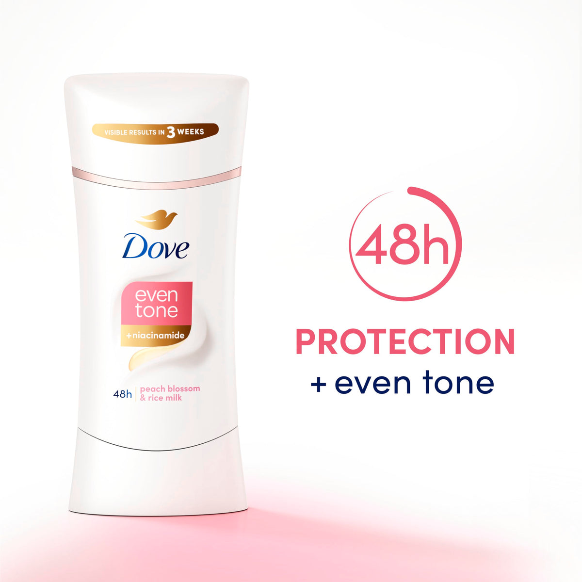 Dove being applied to underarm demonstrating fresh long-lasting protection