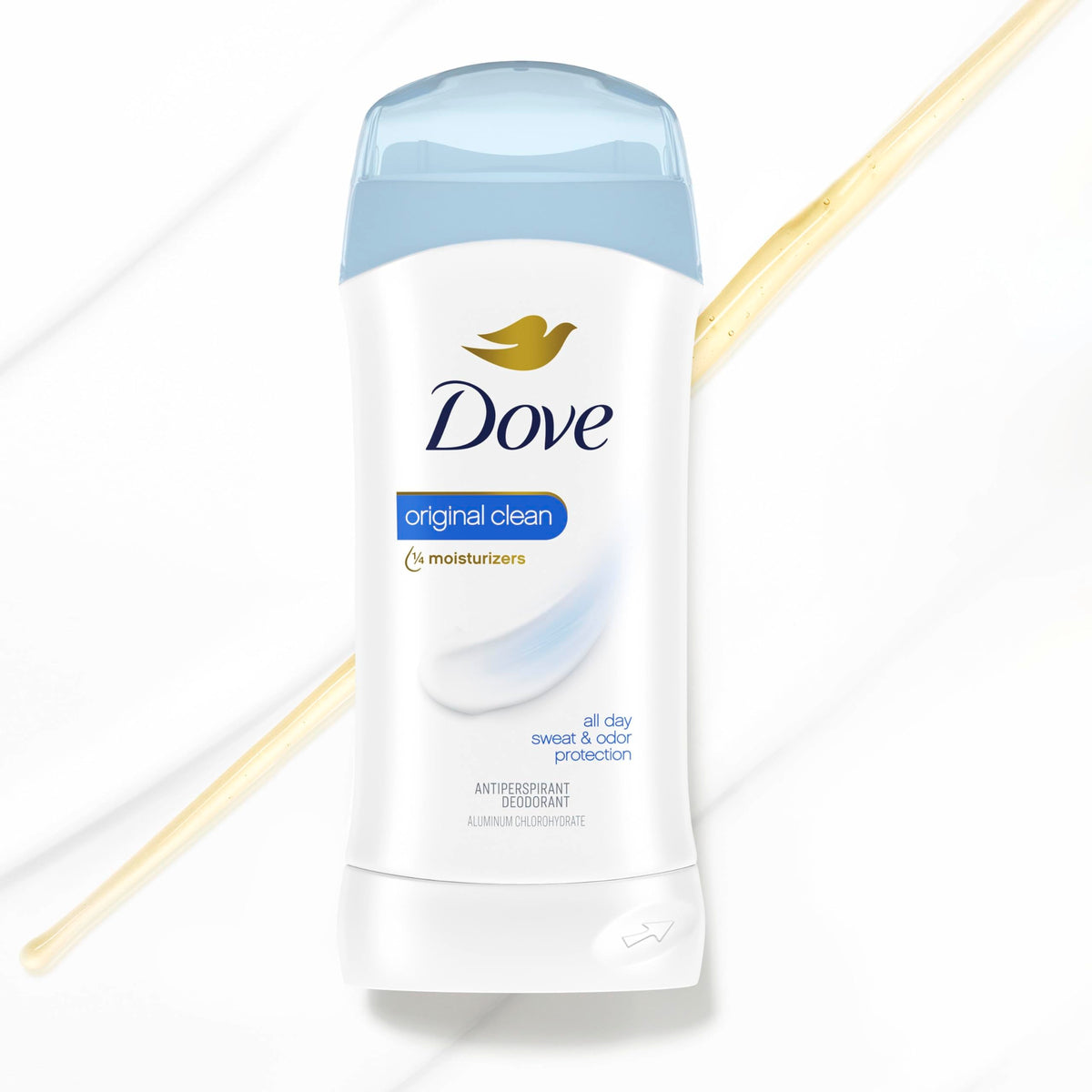 Applying Dove stick to underarm illustrating gentle coverage and long-lasting sweat control