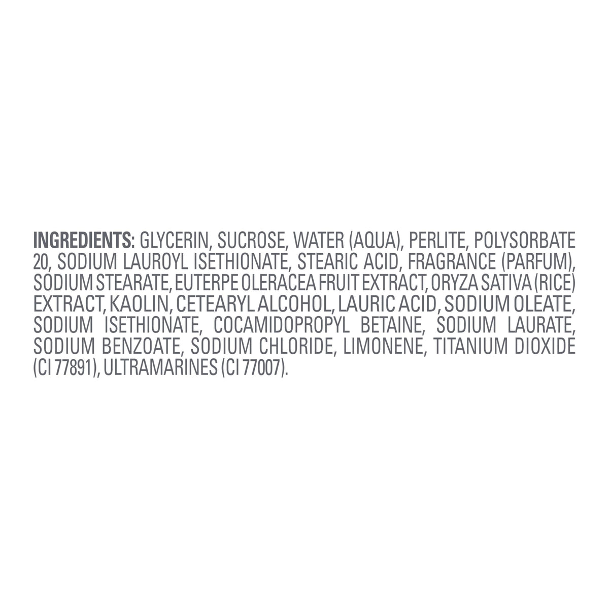 Back label of Dove scrub displaying ingredient highlights and simple directions for use