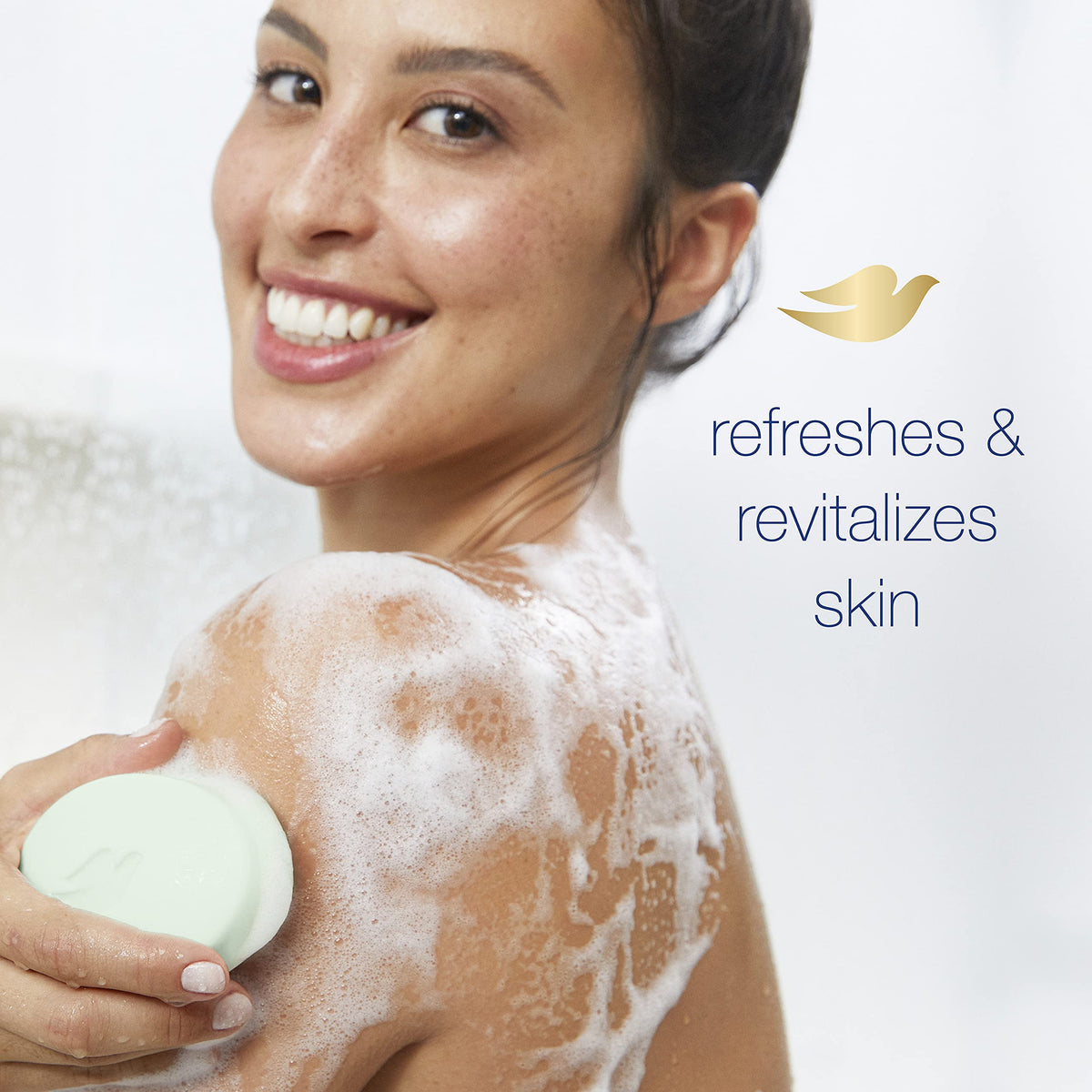 Close-up of Dove bar texture highlighting moisturizing cream and smooth surface