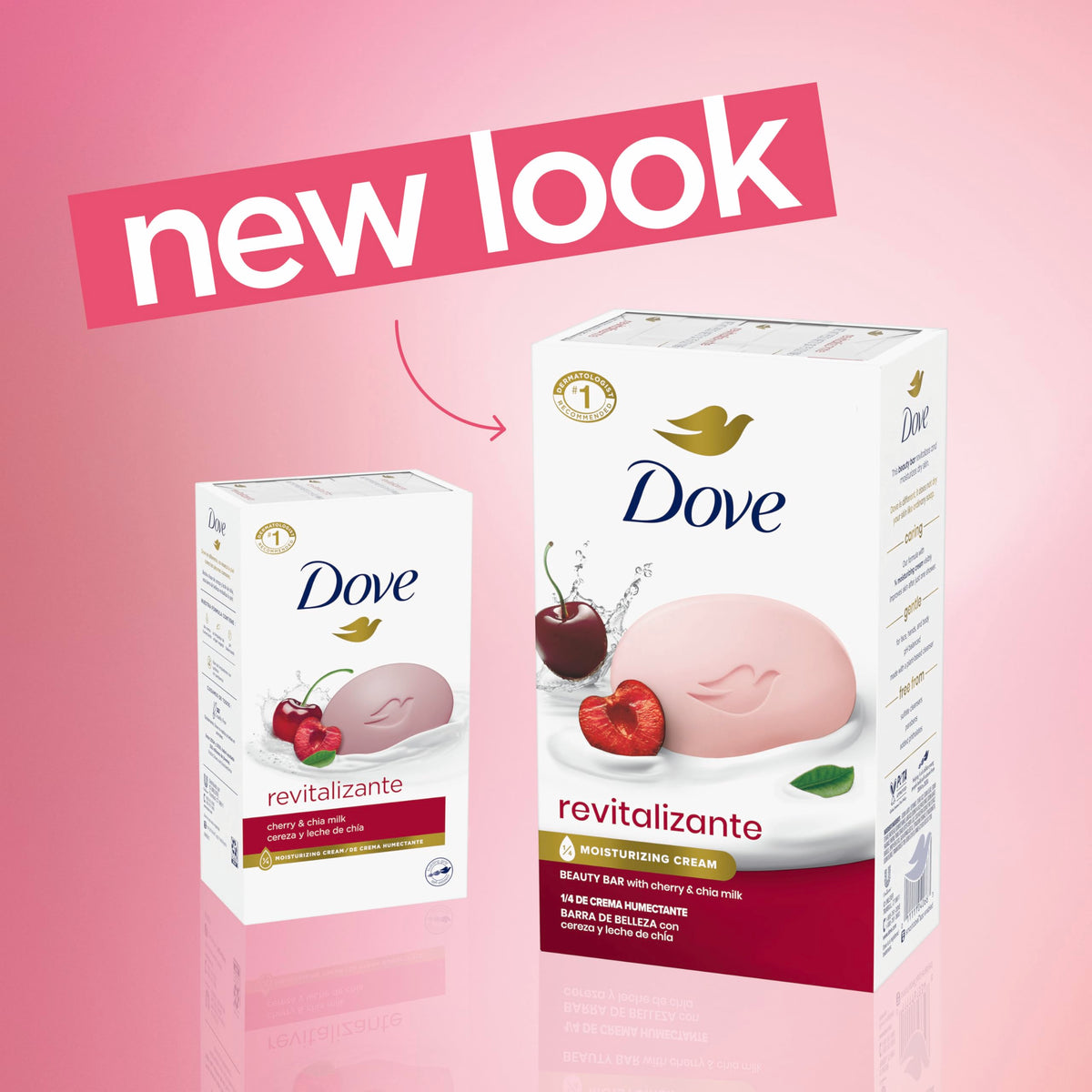 Close-up of Dove beauty bar embossed logo and smooth surface, reassuring quality and softness