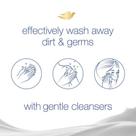 Dove label close-up highlighting ingredients and PETA approval benefit