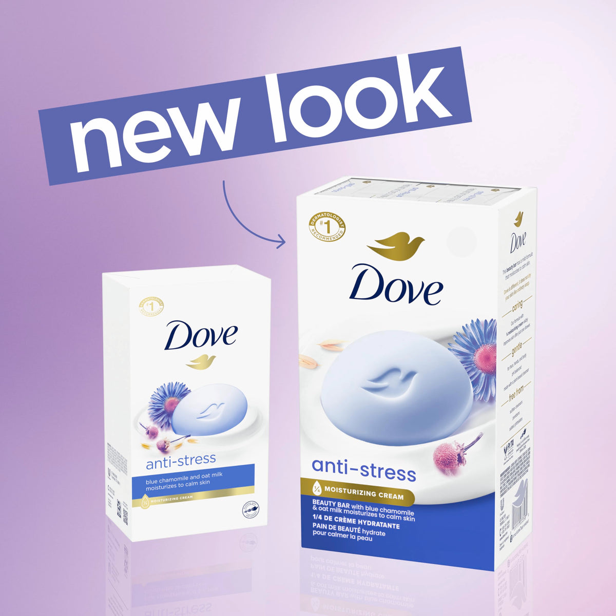 Dove bar unwrapped showing 1/4 moisturizing cream label and nourishing benefit