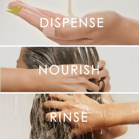 Dove conditioner on bathroom shelf in styling scene promoting manageable hair