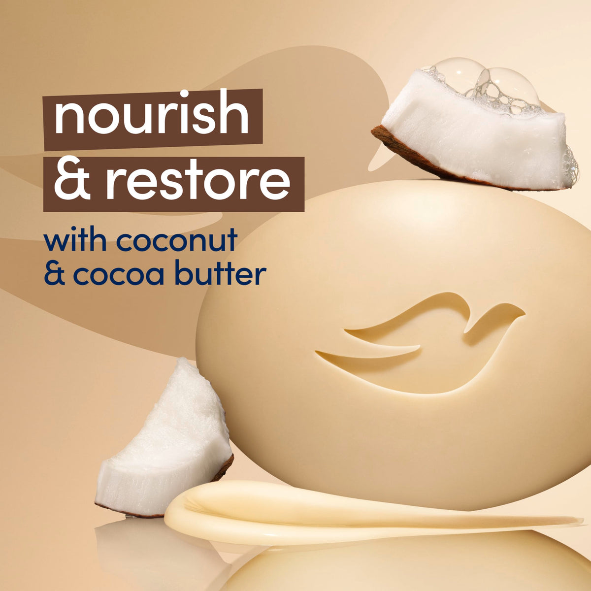 Cutaway of Dove bar revealing creamy interior and nourishing benefit