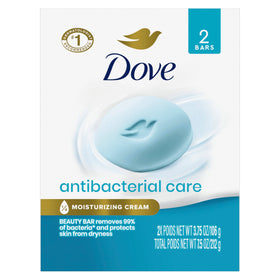 Dove Beauty Bar front packaging showing twin bars and benefits