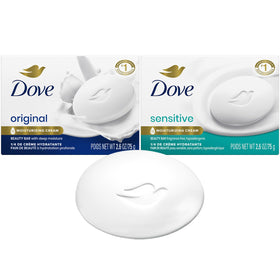 Dove beauty bar front packaging showing both bars and pack benefit