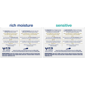 Dove product side label details highlighting ingredients and directions