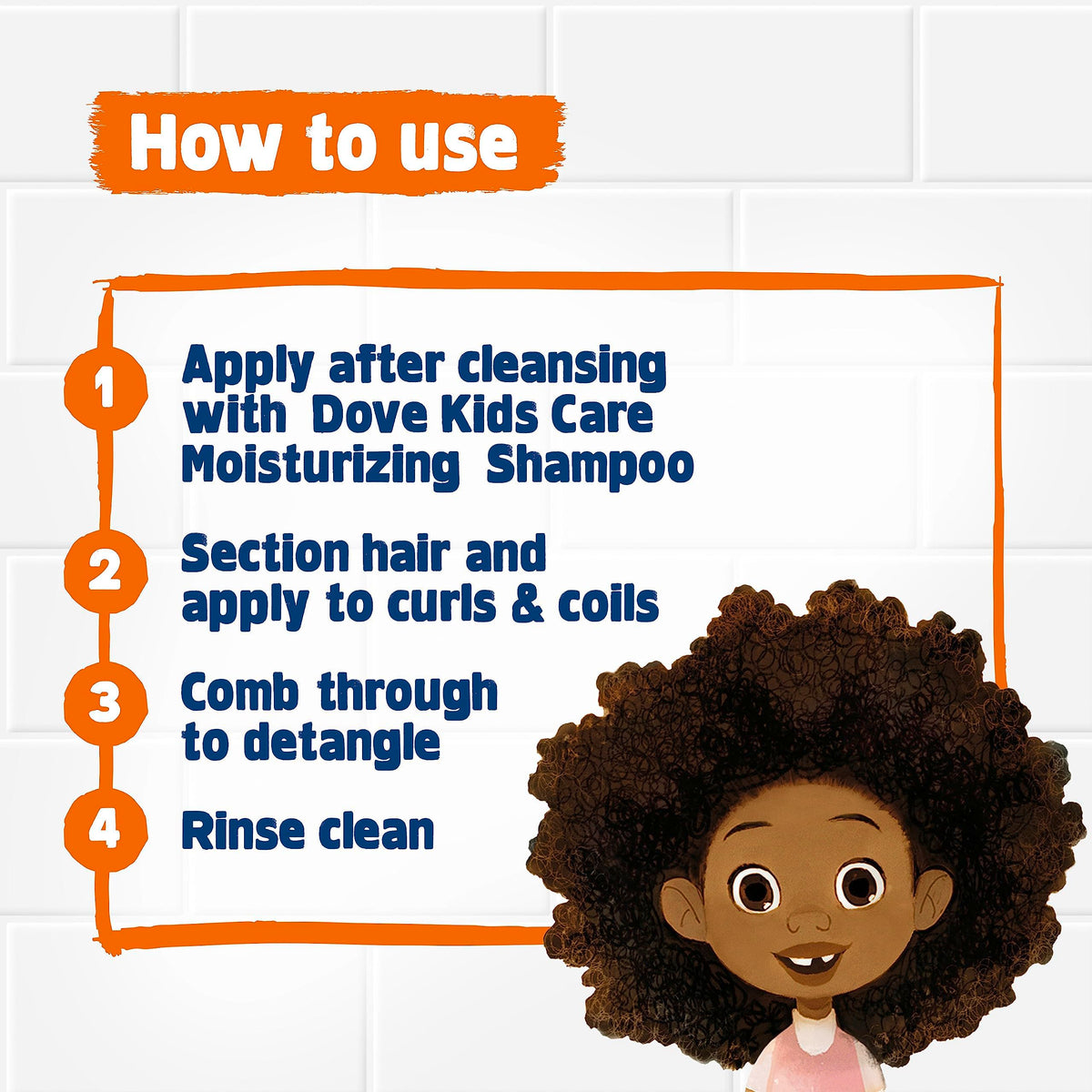 Dove before and after on curly hair illustrating frizz reduction and definition