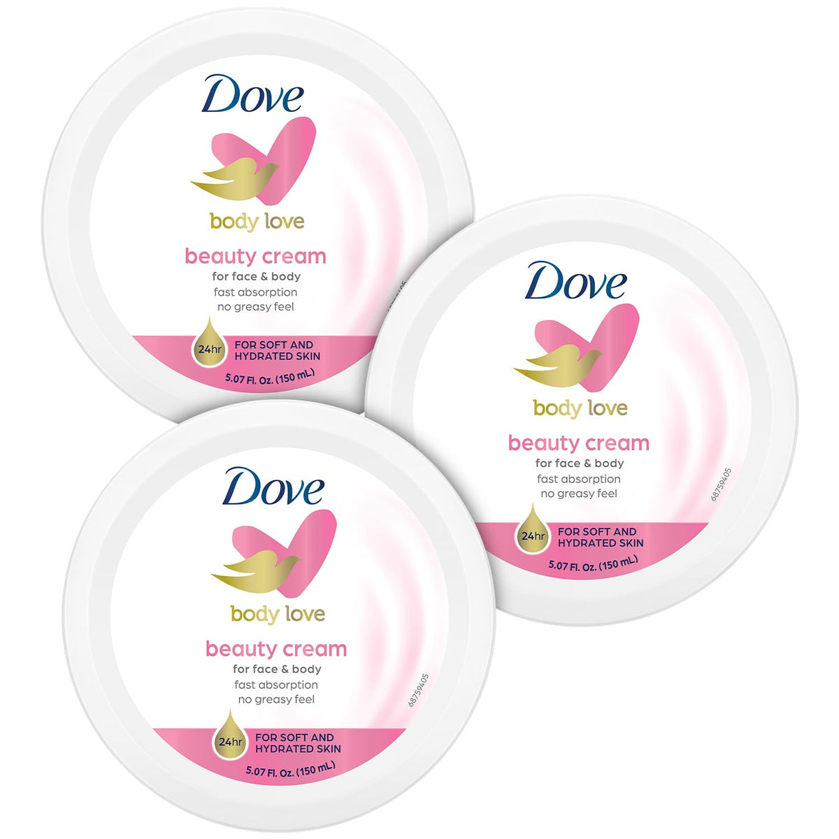 Dove front jar showing label and neat packaging for quick grab-and-go