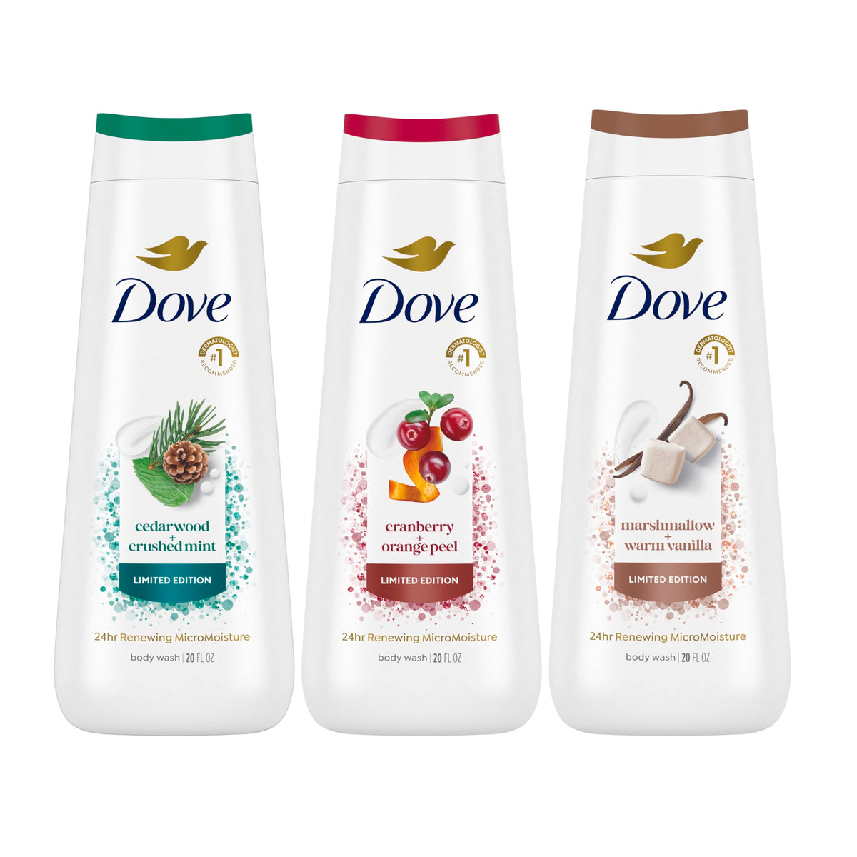 Dove bottle front packaging showing brand and nourishing formula benefit