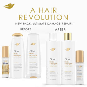 Dove conditioner pour detail showing creamy texture that smooths hair