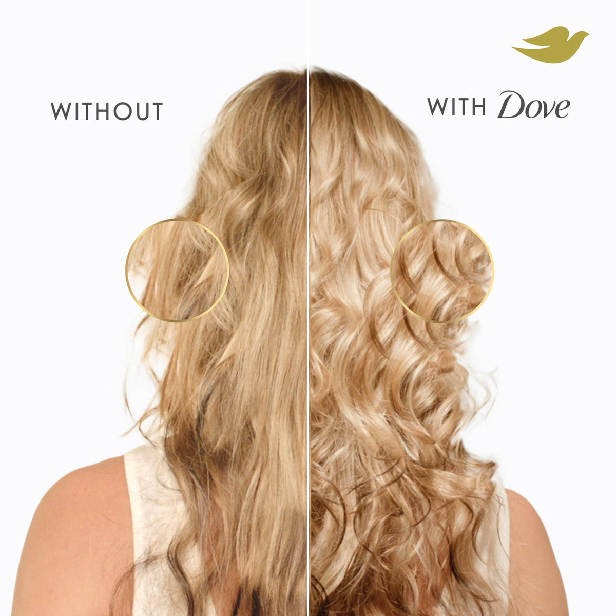 Dove Bond Strength mask spread through mid-lengths showing smoothing benefit