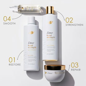 Dove Bond Strength size comparison next to hand for scale and quantity