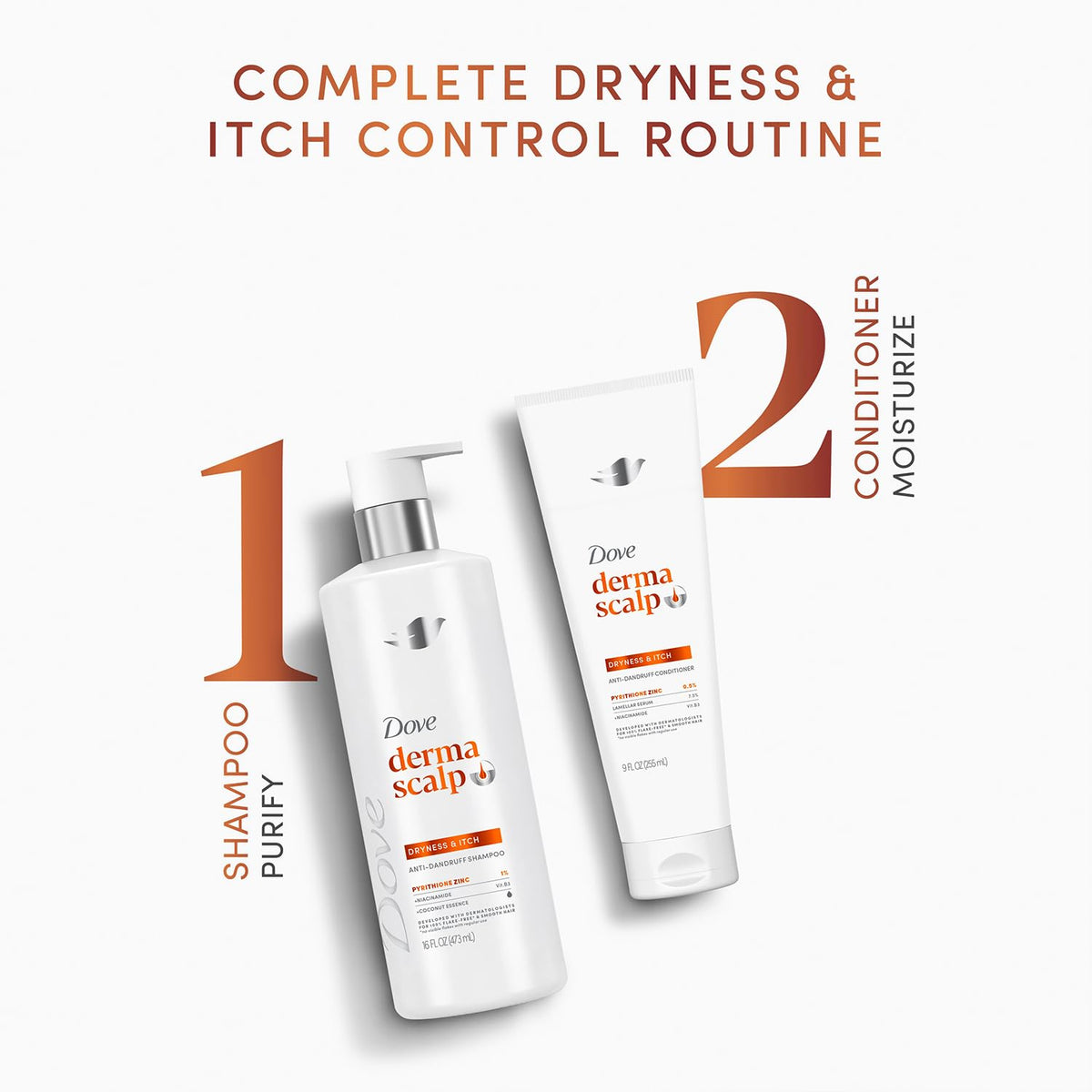 Dove bottle label displaying pyrithione zinc active ingredient