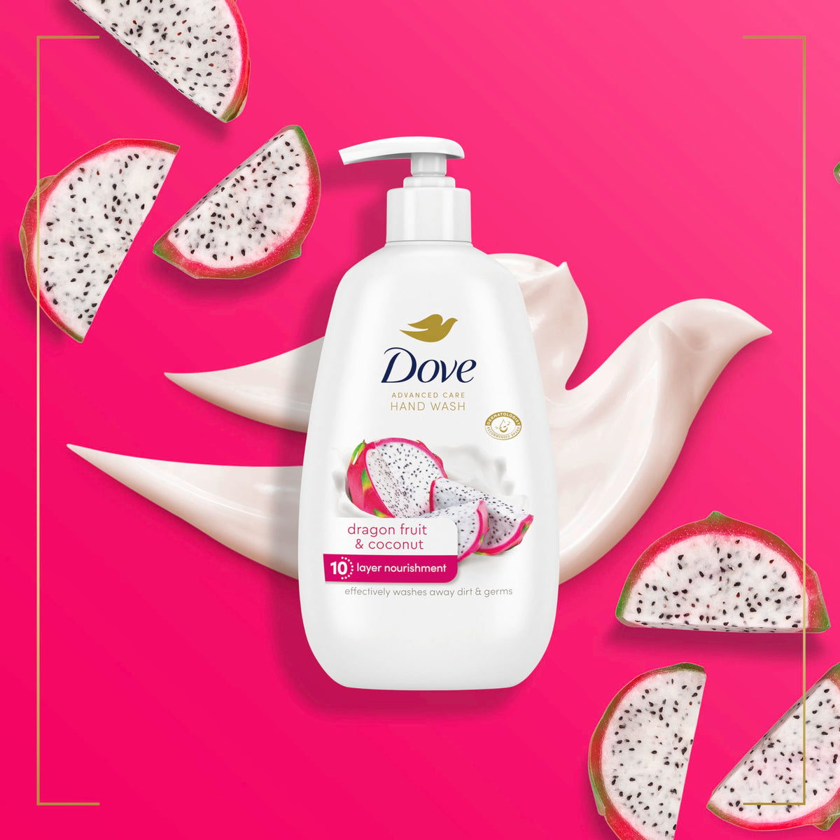 Dove bottle label detail showing scent and moisture boost information clearly