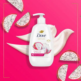 Dove bottle label detail showing scent and moisture boost information clearly