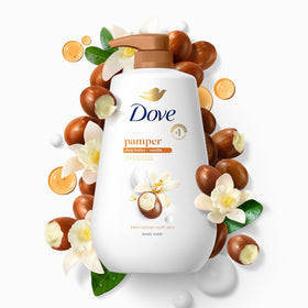 Dove bottle beside towel in bathroom showing everyday convenience