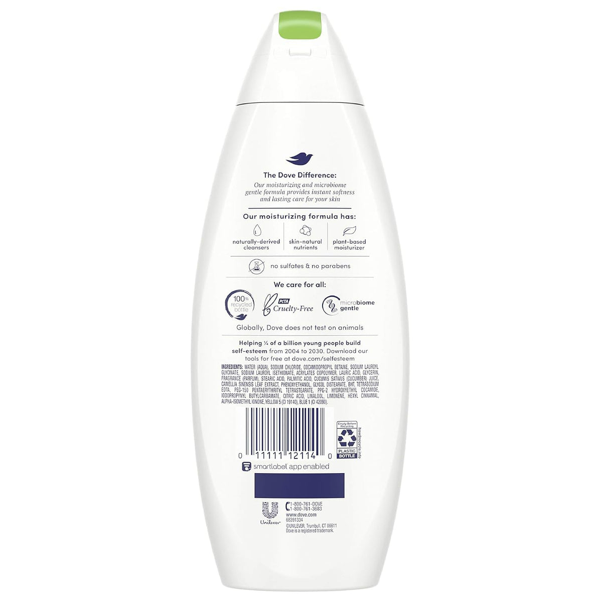 Dove label close-up highlights product name and moisturizing benefit