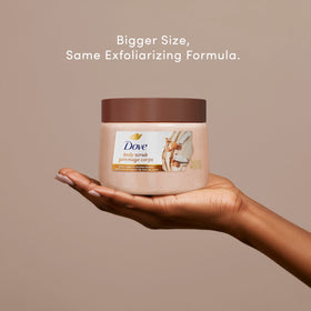 Close-up of Dove scrub texture revealing exfoliating granules and cream