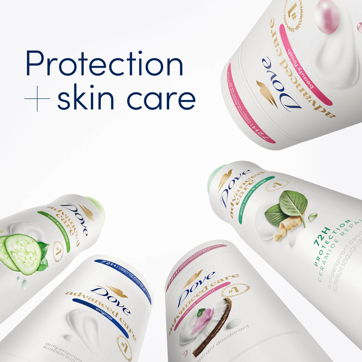 Dove caring coconut 4-count package flatlay for convenient multi-pack convenience