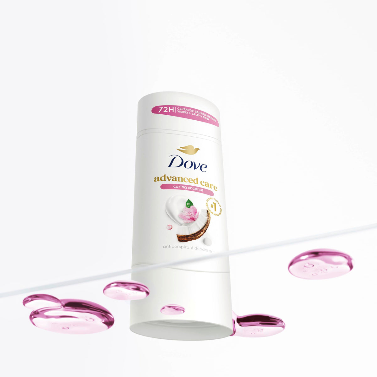 Dove caring coconut being applied in bathroom offering gentle post-shave care