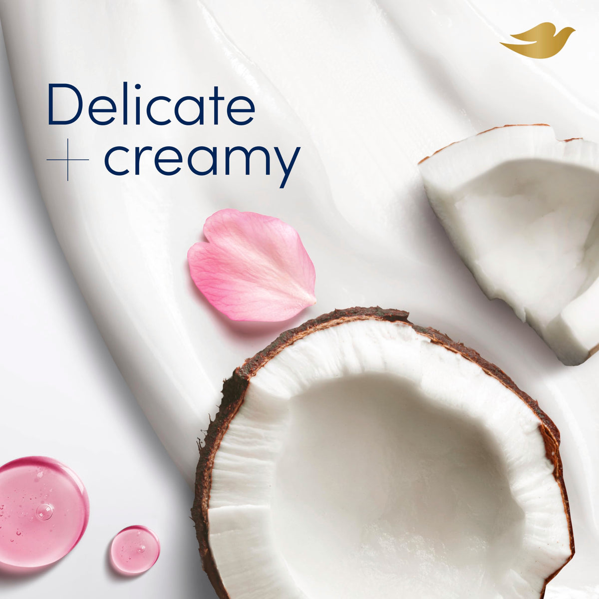 Dove caring coconut ingredients label showing Pro-Ceramide Technology