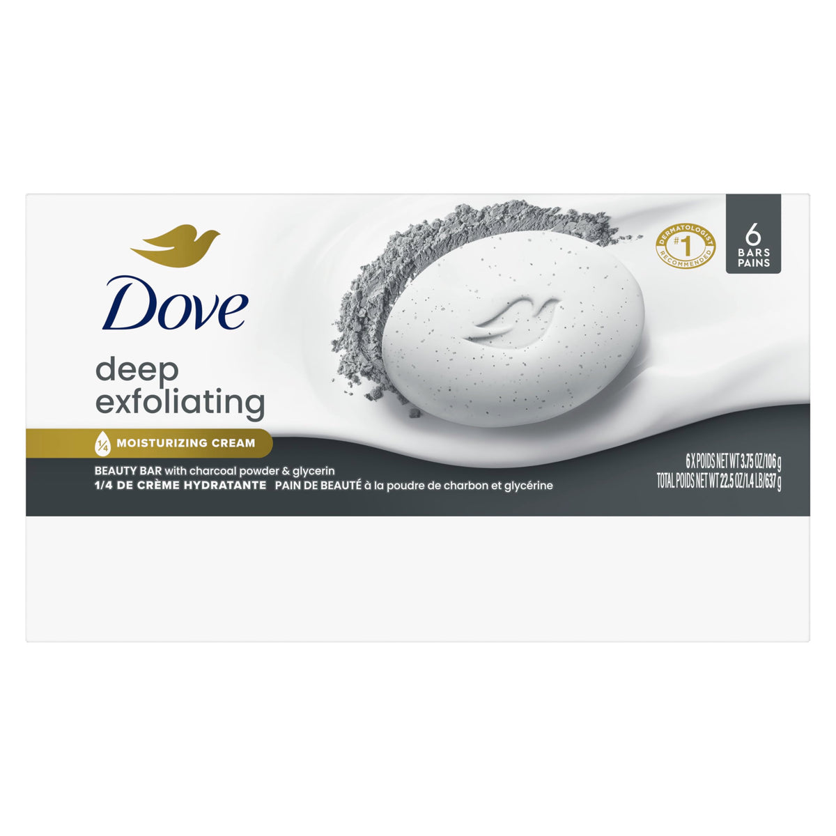 Dove charcoal bar creating creamy lather for gentle cleansing