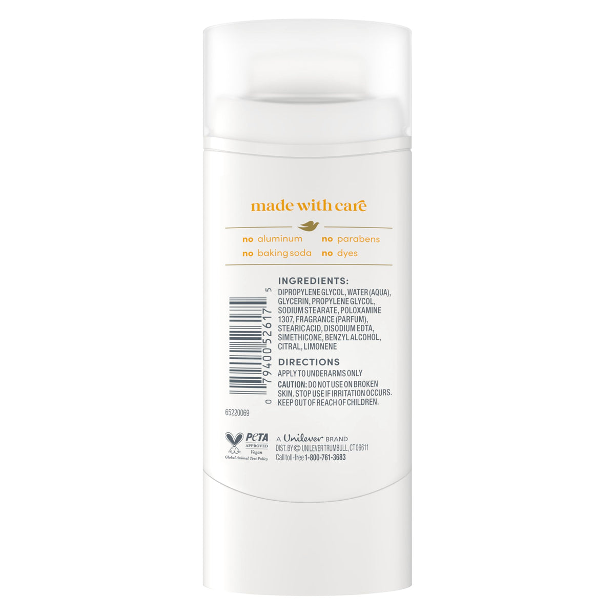 Dove Citrus Pop stick open displaying smooth glide for easy application