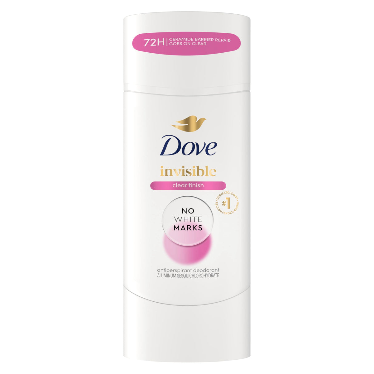Dove clear finish front packaging shows product and benefits