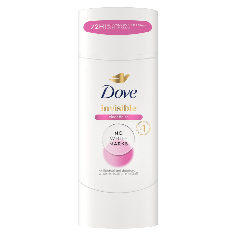 Dove clear finish front packaging shows product and benefits