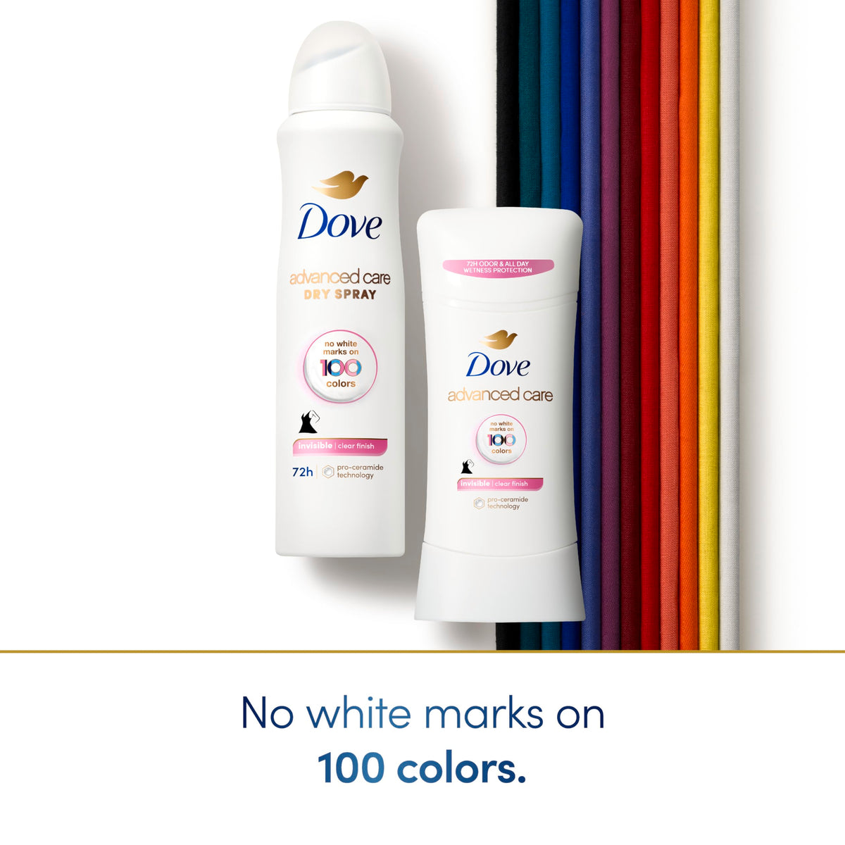 Dove clear finish stick with cap off highlighting easy glide and convenience
