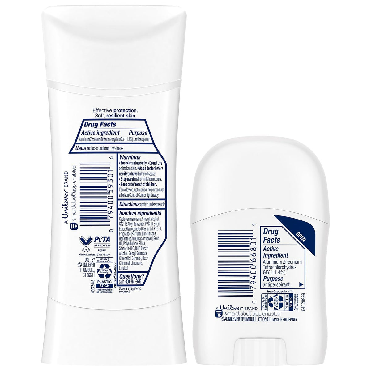 Dove clear finish stick top view highlighting twist mechanism and smooth applicator for even glide