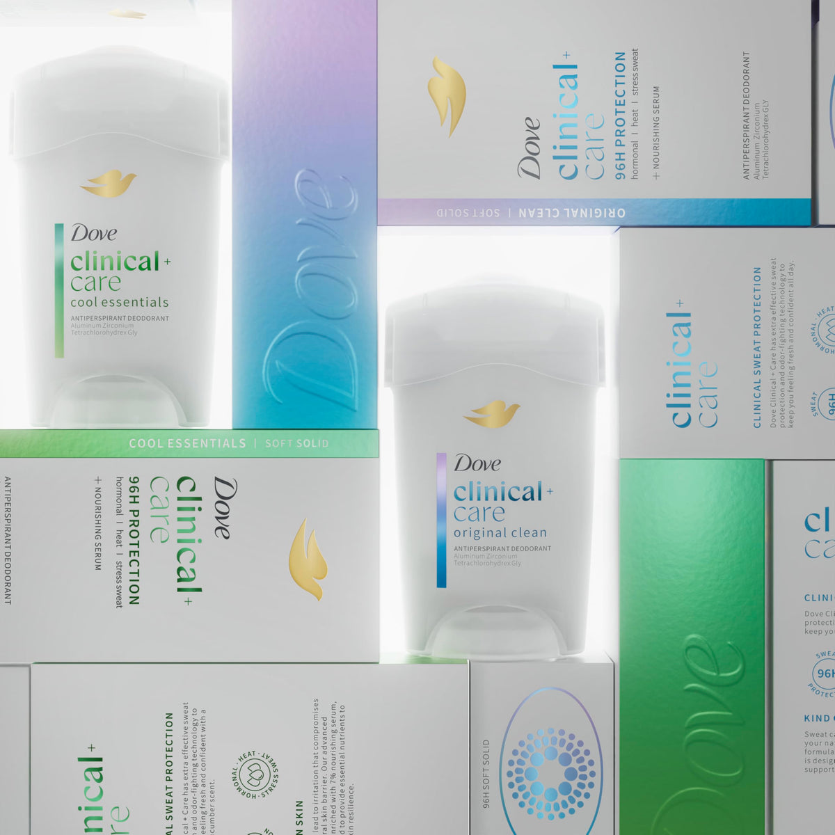 Someone applying Dove Clinical + Care stick for quick and lasting protection