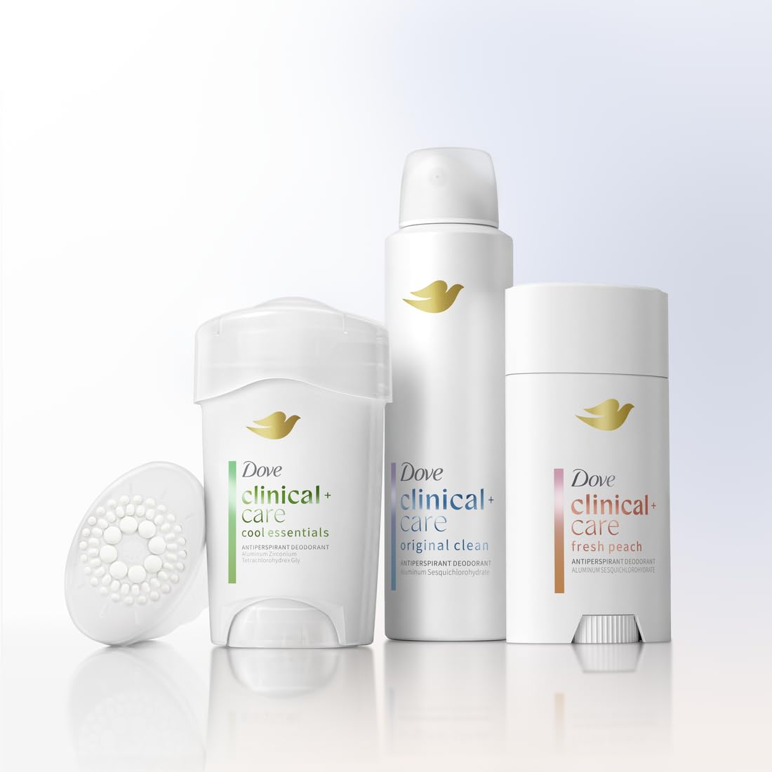 Dove dry spray mid-action illustrating invisible application and no residue benefit
