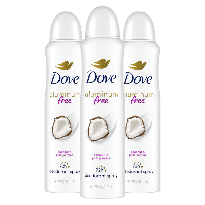 Dove front packaging shows coconut and pink jasmine scent and benefit