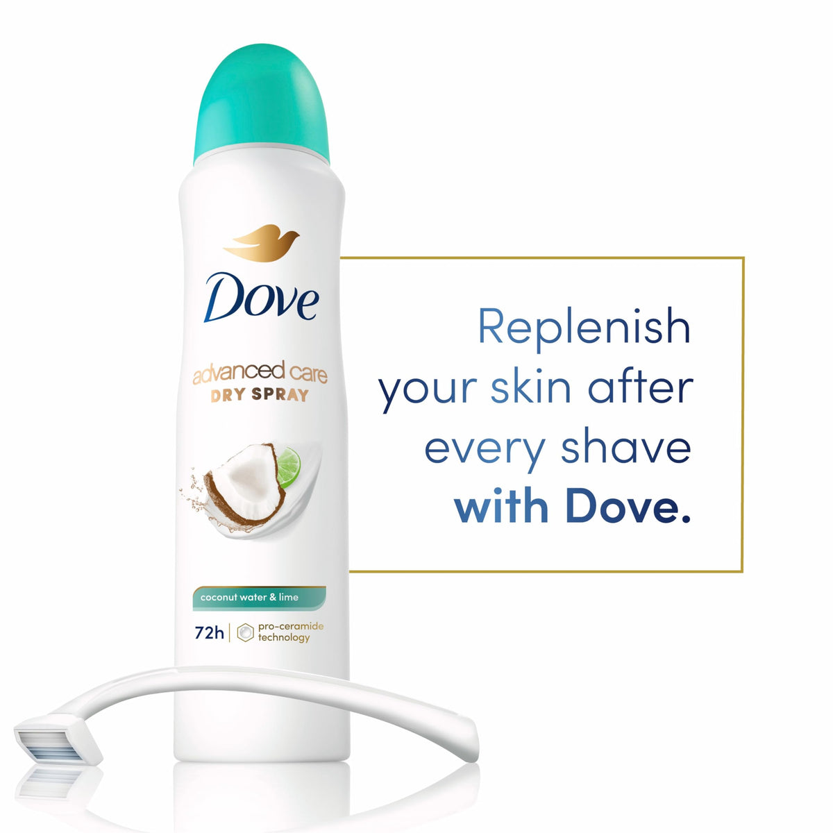 Dove coconut water & lime spray mist texture demonstrating light, non-sticky finish