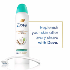 Dove coconut water & lime spray mist texture demonstrating light, non-sticky finish