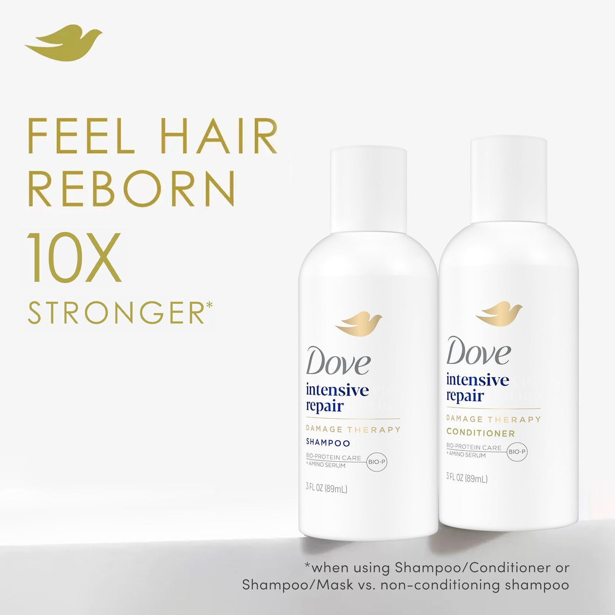 Dove conditioner bottle close-up showing smooth texture for detangling benefits