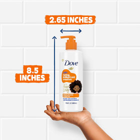 Dove conditioner being combed through hair to show reduced tangles and slip