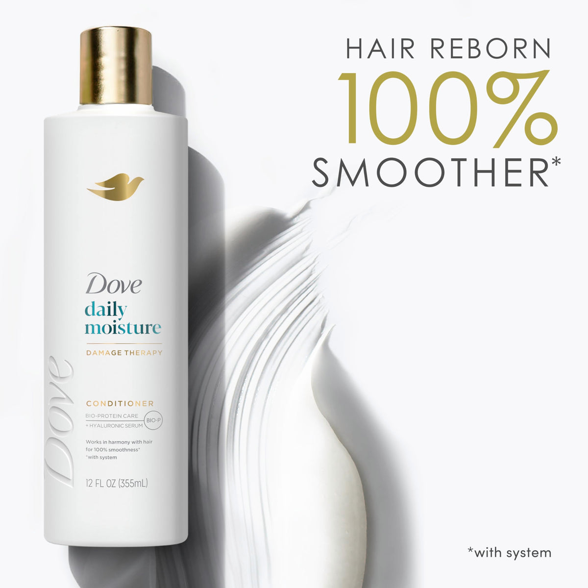 Applying Dove conditioner to wet hair demonstrating detangling and nourishment