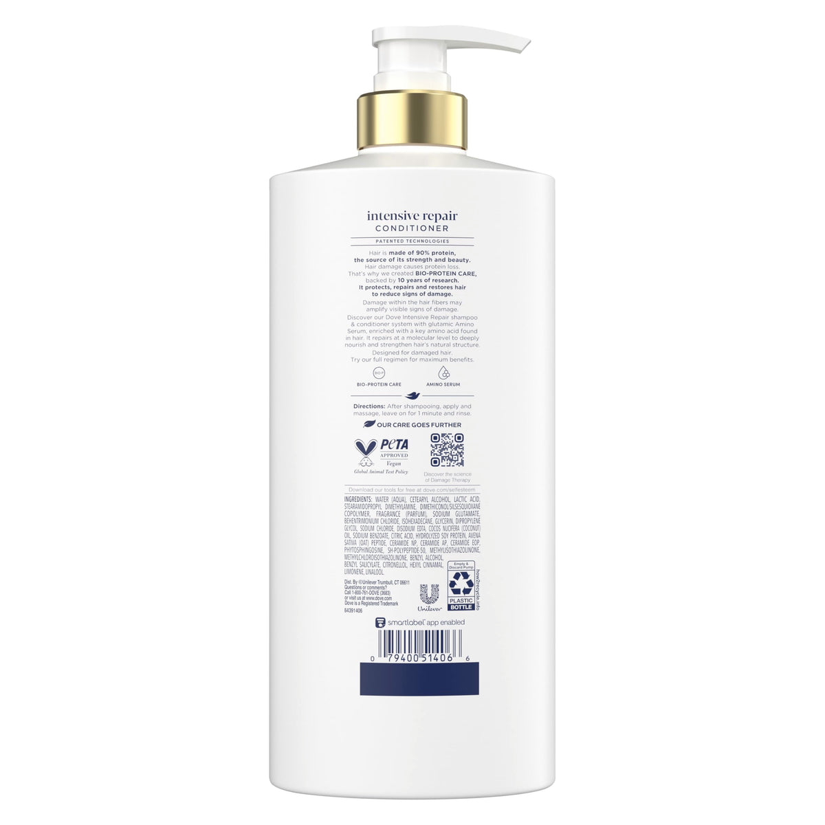 Dove conditioner pump close-up highlighting easy dispensing and convenient use