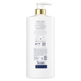 Dove conditioner pump close-up highlighting easy dispensing and convenient use