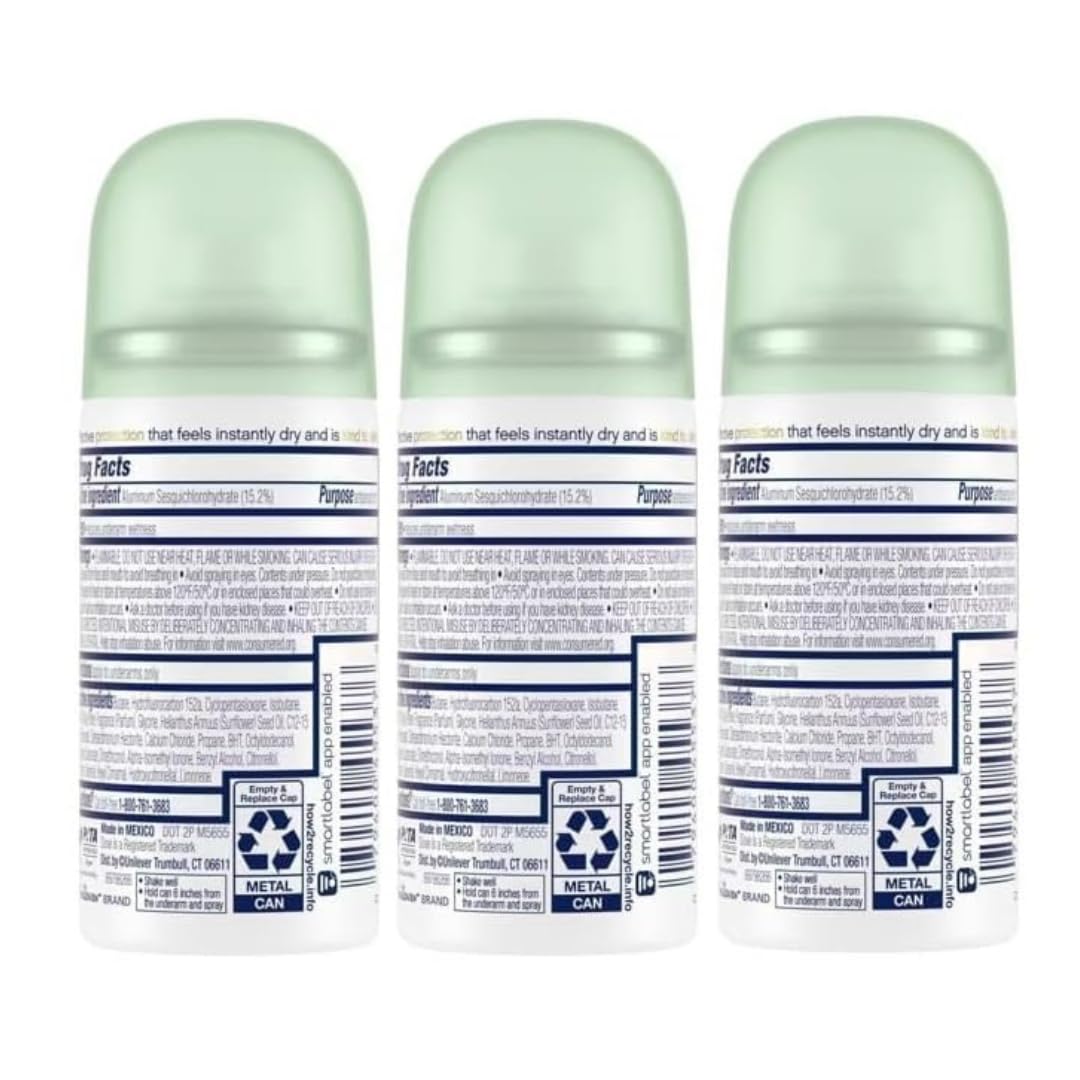 Dove Cool Essentials close-up nozzle and label highlighting quick-dry texture
